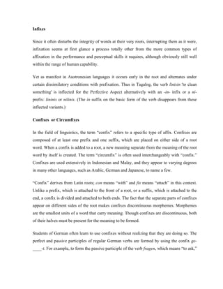 Infixiation Examples Morphological typology(group2) | PDF