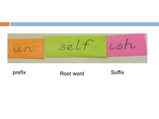 prefix   Root word   Suffix
 
