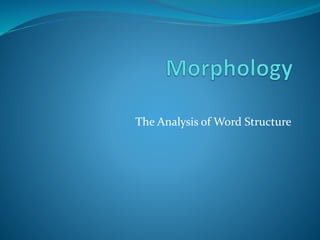 The Analysis of Word Structure 
 