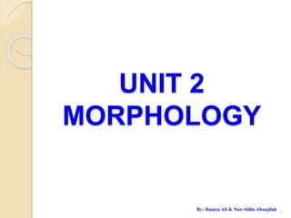 UNIT 2
MORPHOLOGY
By: Hamza Ali & Nur-Aldin Aboujilah 1
 