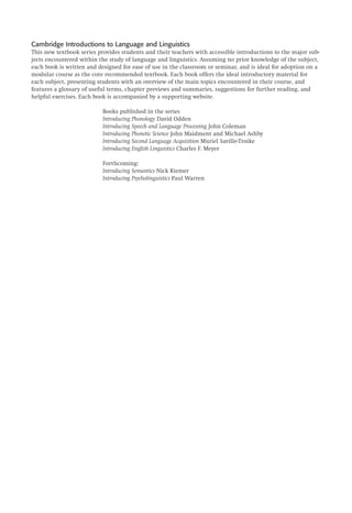 Comprehensive Introduction to Morphology: Word Formation and Linguistic ...