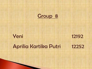 Group  8Yeni 	12192Aprilia Kartika Putri12252 
