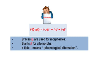 Zero Allomorph MORPHOLOGY (Morphs ,Allomorph, Grammatical and Phonological ...