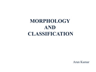MORPHOLOGY
AND
CLASSIFICATION
Arun Kumar
 