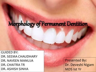 GUIDED BY:
DR. SEEMA CHAUDHARY
DR. NAVEEN MANUJA
DR. CHAITRA TR
DR. ASHISH SINHA
Presented By:
Dr. Deveshi Nigam
MDS Ist Yr
 