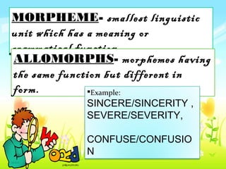 Zero Allomorph Example Morphology Presentation | PPT
