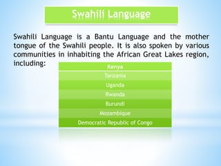 Swaghili Morphology tutorial swahilli | PPTX