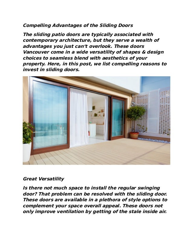 Compelling Advantages Of The Sliding Doors