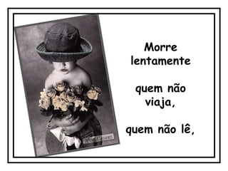 Morre
lentamente

 quem não
   viaja,

quem não lê,
 