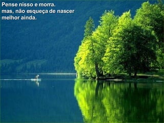 Pense nisso e morra. mas, não esqueça de nascer  melhor ainda. 