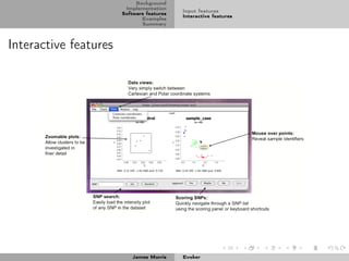 Background
                        Implementation
                                           Input features
                       Software features
                                           Interactive features
                              Examples
                              Summary



Interactive features




                          James Morris     Evoker
 
