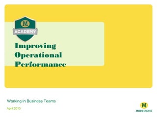 Working in Business Teams
April 2013
Improving
Operational
Performance
 