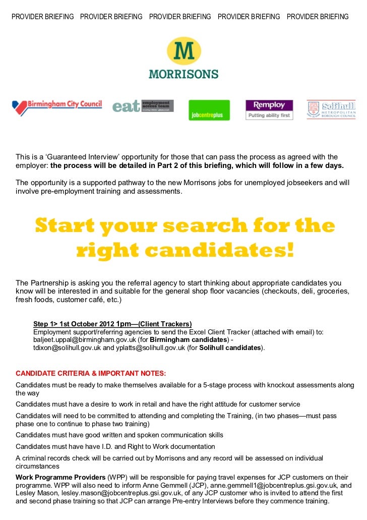 Morrisons sheldon partnership pathway job vacancies briefing part 1