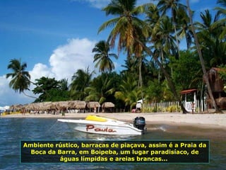 Ambiente rústico, barracas de piaçava, assim é a Praia da Boca da Barra, em Boipeba, um lugar paradisíaco, de águas límpidas e areias brancas...  