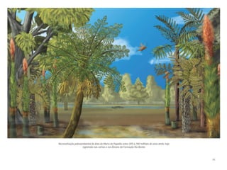 Reconstituição paleoambiental da área do Morro do Papaléo entre 295 e 290 milhões de anos atrás, hoje
registrado nas rochas e nos fósseis da Formação Rio Bonito
35
 