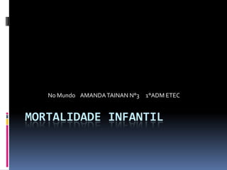 MORTALIDADE INFANTIL
No Mundo AMANDATAINAN N°3 1°ADM ETEC
 