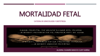 MORTALIDAD FETAL
CATEDRA DE GINECOLOGÍA Y OBSTETRICIA
ALUMNA: HUAMÁN MASCCO CLEDY KARINA
 