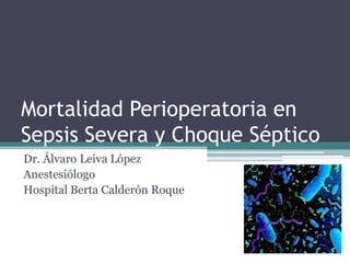 Mortalidad Perioperatoria en
Sepsis Severa y Choque Séptico
Dr. Álvaro Leiva López
Anestesiólogo
Hospital Berta Calderón Roque
 