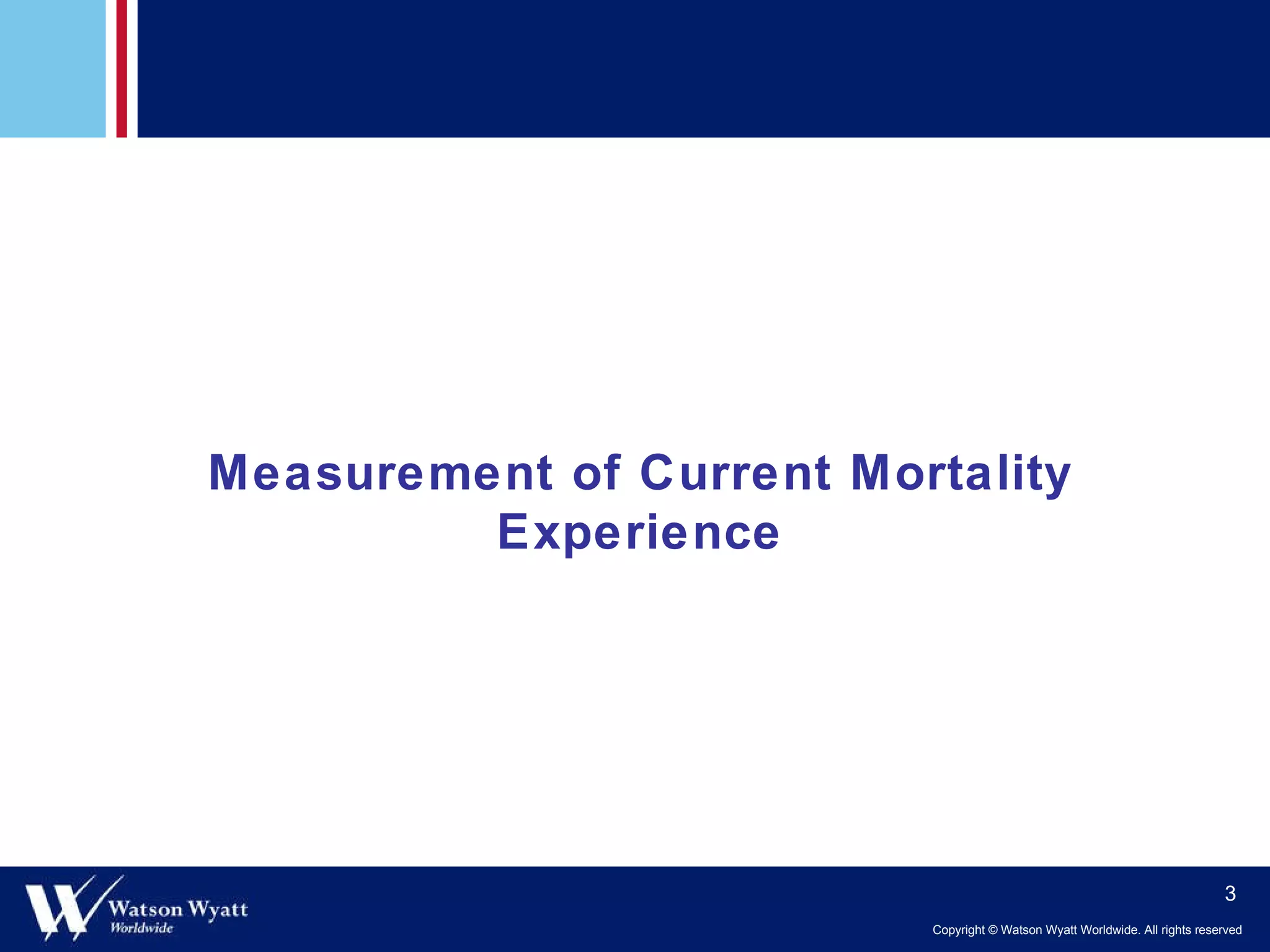 Measurement of Current Mortality Experience 