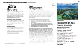 NOT CONFIDENTIAL ITS A NO BRAINER
/24
Palau  
SDG Guesthouse Village  
only 4h ﬂight from Seoul
If you don’t like water, stop reading. Palau is an archipelago of
about 300 largely pristine limestone and volcanic islands, blanketed
in emerald forest, turquoise lagoons, and has become a haven for
water sports; from snorkeling and swimming to scuba diving. Palau
is scenically magical. For most, it’s a tiny island mostly unheard-of
but it packs a powerful punch from its extraordinary array of
natural wonders.
Five Reasons Why Palau Should Be On Your Bucket List:
1. Swim with a million jellyﬁsh and live to tell your story
2. Explore Rock Islands Southern Lagoon, a UNESCO World
Heritage Site
3. 80% of Palau’s exclusive economic zone (500,000 square
kilometers) was designated as a National Marine Sanctuary
4. Palau created the world’s ﬁrst Shark Sanctuary
5. Swim, Snorkel and dive and go ﬁnd WWII relics
Poshtel had entered into a joint venture partnership with Irene
Olkeriil and Ivory Vogt (i&i), a mother and daughter team that has
warded oﬀ countless land developers to keep their pristine land as
natural as possible. Our aim is to create an oﬀ-grid sustainable
eco-retreat, integrated with the environment, and where visitors
can experience living in the jungle, taste locally-grown food, and
snorkel by the reef and mangroves within minutes of comfort. With
a plethora of hospitality experience and a strong commitment to
sustainability, we are fortunate to partner with i&i.
The 50,000 m2 plot with a breathtaking ocean view is located in the
emerald jungle, surrounded by untouched ﬂora and fauna, and
minutes from beaches, lagoons, and mangroves. Easy access to
the capital, commercial Port, and all tourist activities. We expect to
welcome our ﬁrst guests by November 2020.
Holiday as a service 200€ per month.  
Imagine to pay 200€ a month and never have to get
stressed about where to go on holiday detox. Imagine
to leave your holiday with a Yale or Howard Certiﬁcate
stating that you really understand SDG #01 - and
repeating it 17 times in our upcoming stunning SDG
GuestHouse locations around the world.  
 
2021 Palau, Bali, Bhutan, Tisvilde, Maldives 
You get access to our global SDG Guesthouse Villages
and You have a +25m² Suite with a +25m² patio all
yours - 14 days a year. Including Yoga - Not including
F&B and Cleaning and SDG Classes. 
(25% discount for B-Corp Employees, Elleville & Almenr & .21-5 Members, CoOp Members.
Greta Thunberg Supporters).  
 
Terms & Payment terms.
Max 20 Members per Guest House - we release the rooms for booking 12
months upfront. Swap weeks with other Members on our platform. Payment
is 8 month upfront (1.600€) & 6 month notice of lease termination.
Pledge  
You have to participate in community services 30min per day - hence our
Co-Host Guest House concept. Children are more than welcome. (Every
Guest house has a King size bed and 2 bunk beds).
You Pledge to buy oﬀsets if you ﬂy to our destinations.
SDG Guest Houses Collection is HAPPENING … ﬁnd out where
VEJBY 40 GUEST HOMES
OPENING 2021
BALI 30 GUEST HOMES
OPENING 2020
MALDIVES 30-80 GUEST HOMES
OPENING 2021
BHUTAN 22 GUEST HOMES
OPENING 2021
PALAU 12 GUEST HOMES
OPENING 2020
MAURITIUS 32 GEUST HOMES
OPENING 2022
by POSHTEL INT.  
SDG Guest Houses
CoHosted Hotels Global
SIGNED
SIGNED
SIGNED
SIGNED
SIGNED
LOI
+56 MORE
CoHost
Guest 
Houses
 