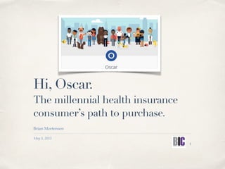 May 5, 2015
Hi, Oscar.
Brian Mortensen
The millennial health insurance
consumer’s path to purchase.
1
 