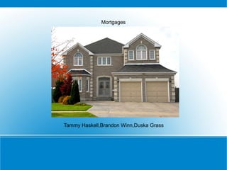Mortgages




Tammy Haskell,Brandon Winn,Duska Grass
 