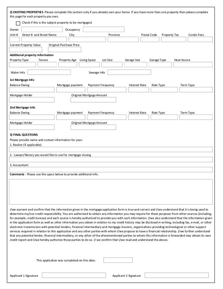 mortgage application form alta pacific mortgage form