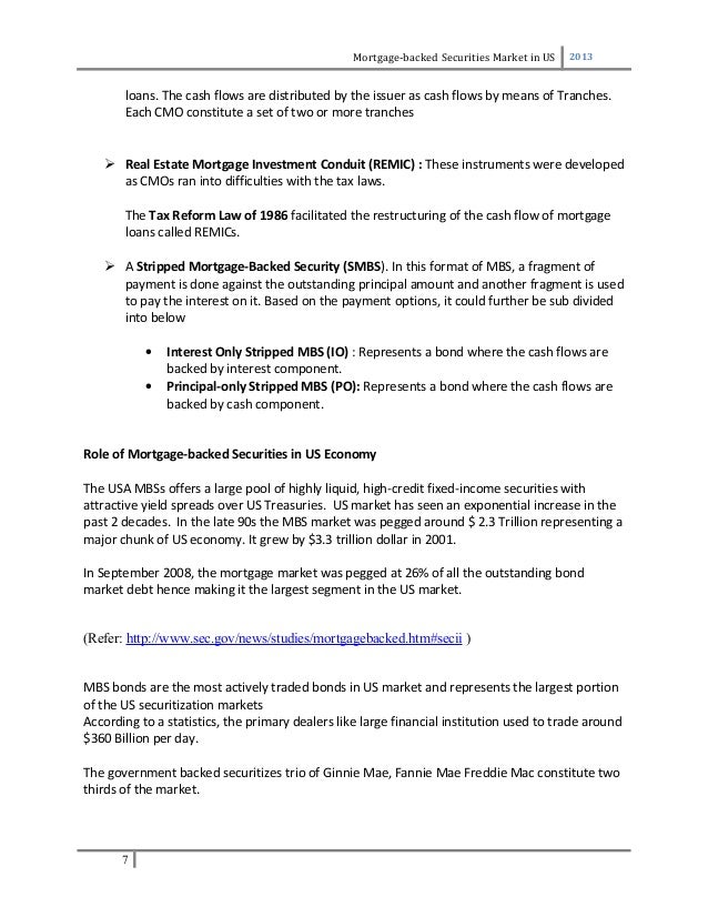 Mortgage backed securities