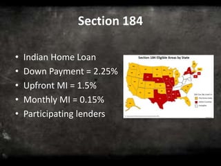 section 184 down payment