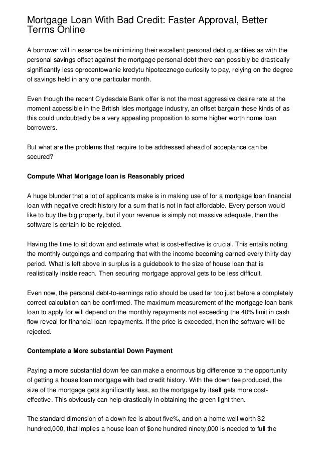 getting approved for a mortgage with bad credit