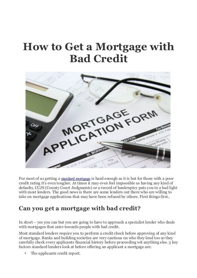 How to Get a Mortgage with Bad Credit