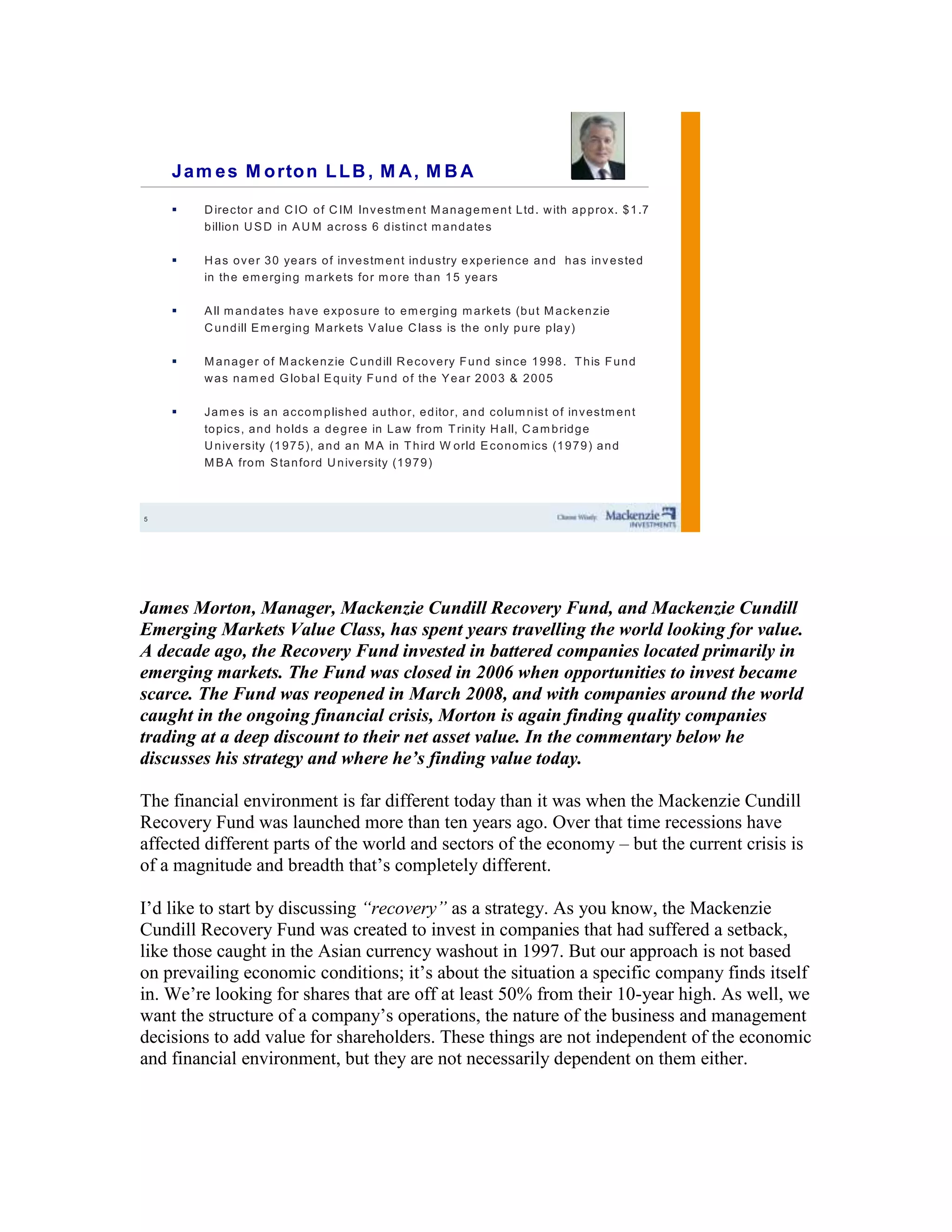 James Morton of Cundill Recovery Fund