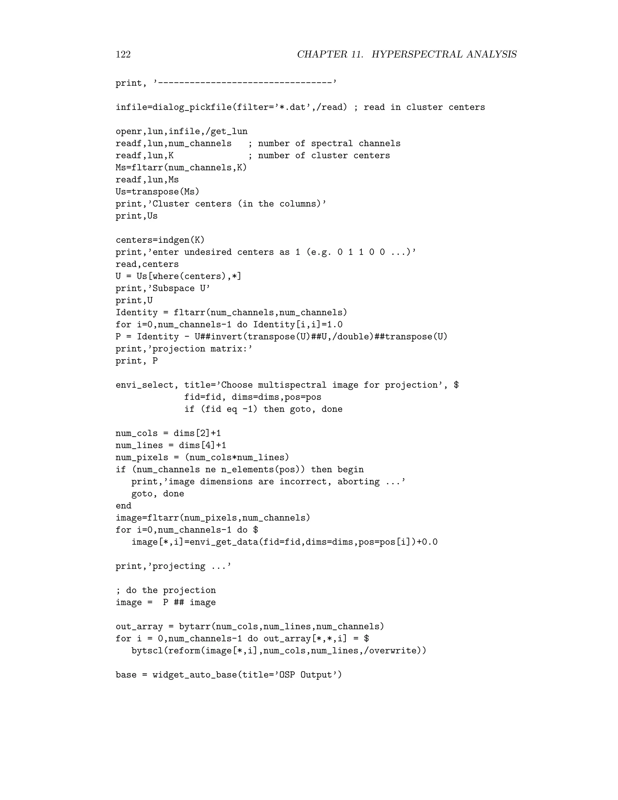 10.6. EVALUATION 115 where cij is the number of test pixels from class Ci which are classiﬁed as Cj. The misclas- siﬁcation rate is ˆθ = y n = n − M i=1 cii n = n − Tr C n and only takes into account of the diagonal elements of the confusion matrix. The Kappa-coeﬃcient κ make use of all the matrix elements. It is deﬁned as follows: κ = correct classiﬁcations − chance correct classiﬁcations 1 − chance correct classiﬁcations For a purely randomly labeled test pixel, the proportion of correct classiﬁcations is approx- imately M i=1 ci ci n2 , where ci = M j=1 cij, ci = M j=1 cji. Hence an estimate of the Kappa coeﬃcient is ˆκ = i cii n − i cici n2 1 − i cici n2 . (10.35) Again, the Kappa coeﬃcient alone tells us little about the quality of the classiﬁer. We require its standard deviation. This can be calculated in the large sample limit n → ∞ to be [BFH75] ˆσˆκ = 1 n θ1(1 − θ1) (1 − θ2)2 + 2(1 − θ1)(2θ1θ2 − θ3) (1 − θ3)3 + (1 − θ1)2 (θ4 − 4θ2 2) (1 − θ2)4 , (10.36) where θ1 = M i=1 cii θ2 = M i=1 cici θ3 = M i=1 cii(ci + ci) θ4 = M i,j=1 cij(cj + ci)2 . 