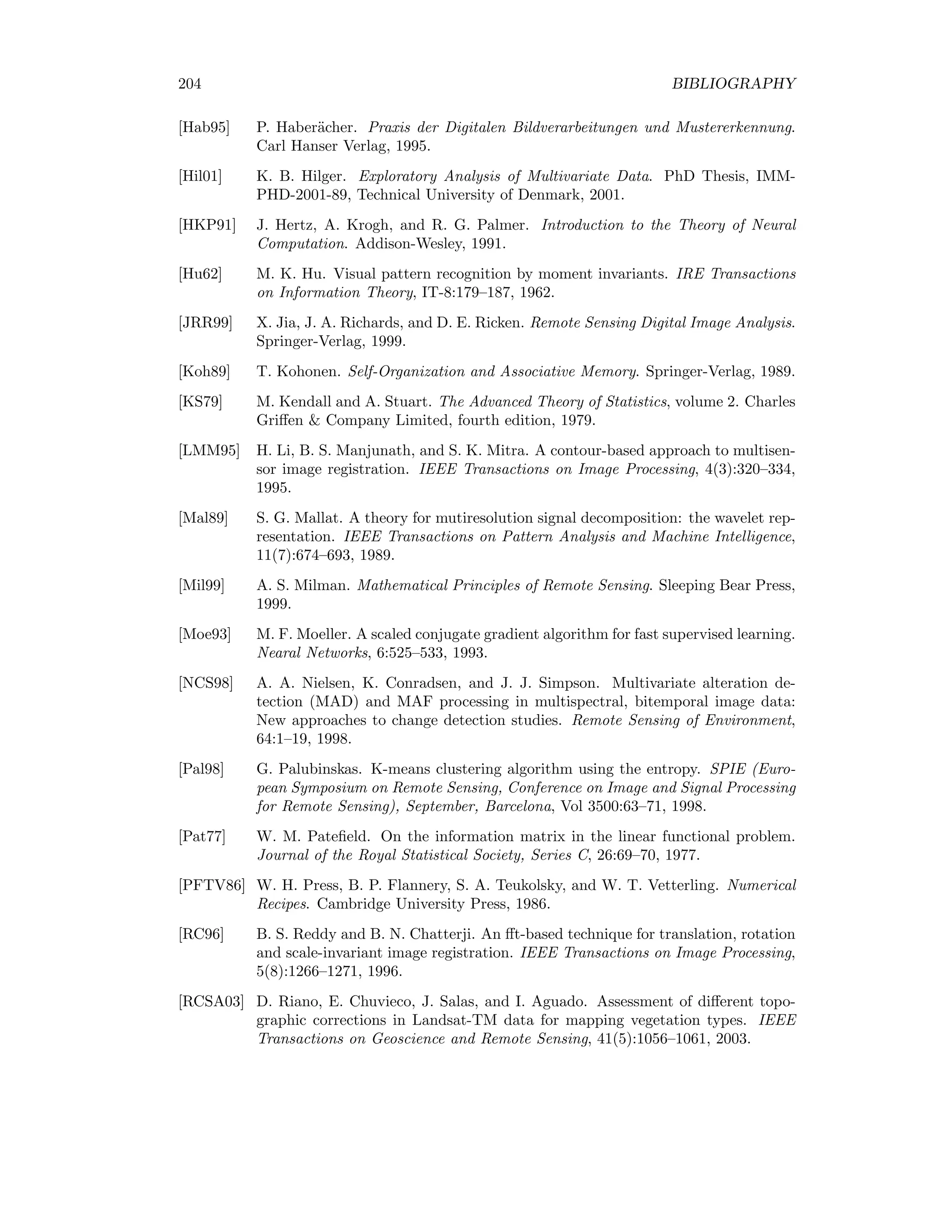 D.6. UNSUPERVISED CLASSIFICATION 197 ; KEYWORDS: ; None ; DEPENDENCIES: ; ENVI ; PROGRESSBAR__DEFINE (FSC_COLOR) ;--------------------------------------------------------------------- D.6.6 A GUI for change clustering MAD VIEW is an IDL GUI (graphical user interface) for viewing and processing MAD and MNF/MAD change images. It is invoked from the ENVI main menu as Basic Tools/Change Detection/MAD View Usage This extension is provided with an on-line help. Source headers ;+ ; NAME: ; MAD_VIEW ; PURPOSE: ; GUI for viewing, thresholding and clustering MAD/MNF images ; Ref: A. A. Nielsen et al. Remote Sensing of Environment 64 (1998), 1-19 ; A. A. Nielsen private communication (2004) ; AUTHOR ; Mort Canty (2004) ; Juelich Research Center ; m.canty@fz-juelich.de ; CALLING SEQUENCE: ; Mad_View ; ARGUMENTS: ; Event (if used as a plug-in menu item) ; KEYWORDS: ; None ; DEPENDENCIES: ; ENVI ; EM ; CLUSTER_EM ; PROGRESSBAR_DEFINE (FSC_COLOR) ;--------------------------------------------------------------------- 