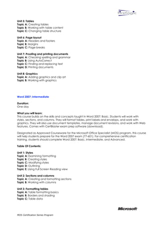 Microsoft office course outline | PDF