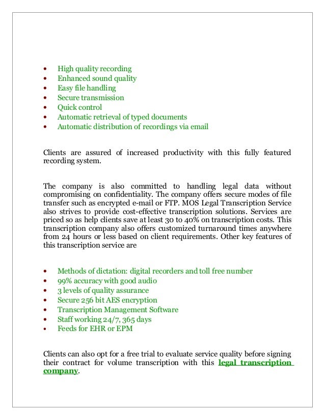 MOS Legal Transcription Service Offers a Free Digital Recorder for Lawyers