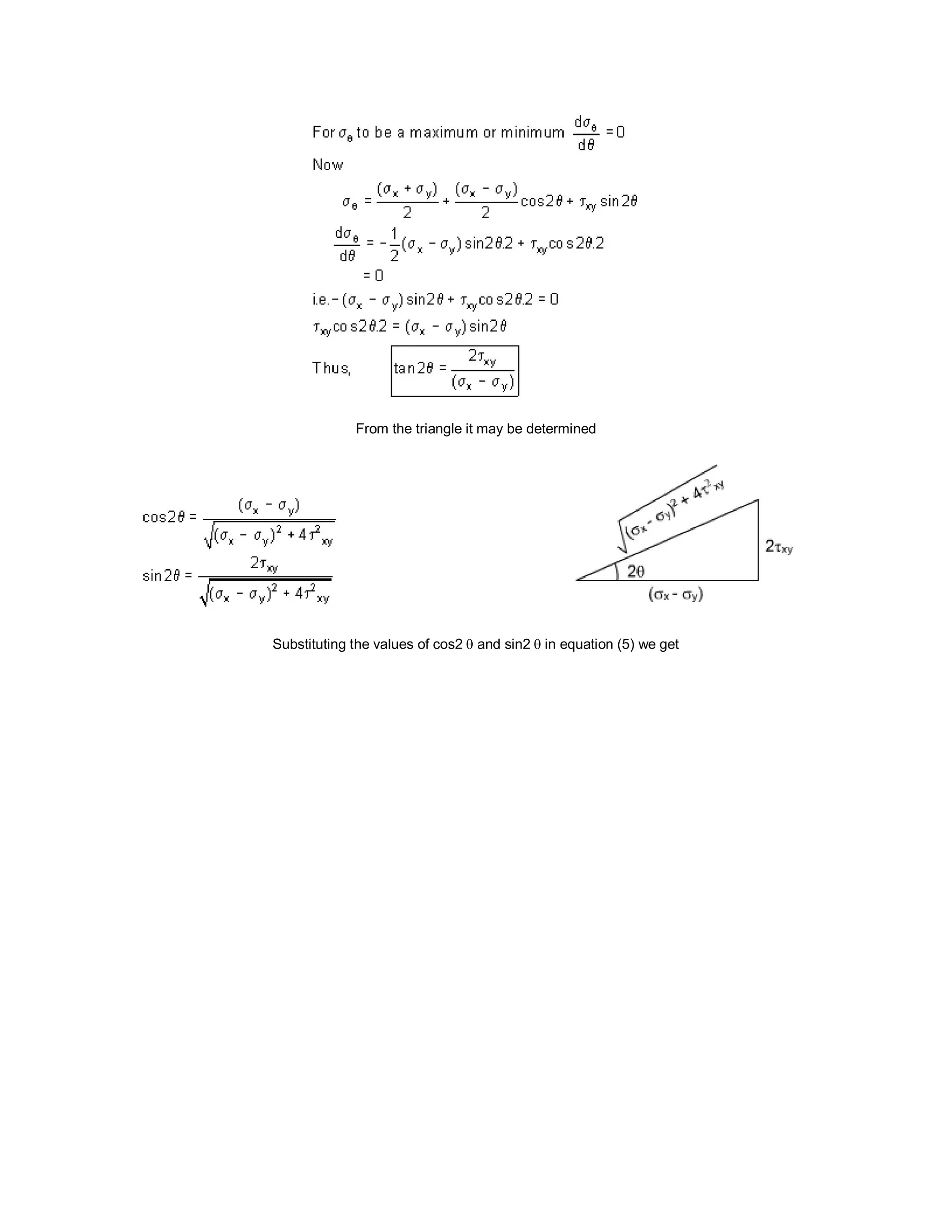 From the triangle it may be determined
Substituting the values of cos2 and sin2 in equation (5) we get
 