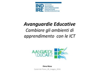 Avanguardie Educative
Cambiare gli ambienti di
apprendimento con le ICT
Elena Mosa
Castel del Piano_28_maggio_2016
 
