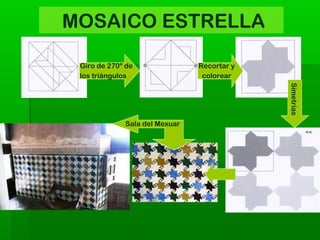 MOSAICO ESTRELLA
Giro de 270º de
los triángulos
Recortar y
colorear
Simetrías
Sala del Mexuar
 