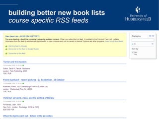 building better new book lists course specific RSS feeds 