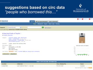 suggestions based on circ data “people who borrowed this…” 