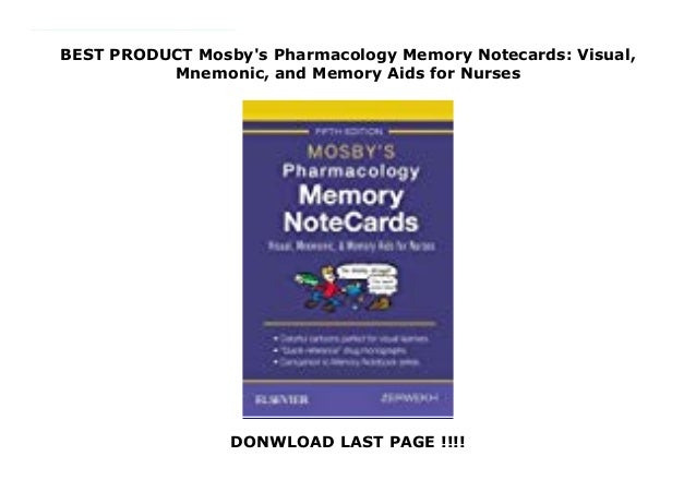 Best Product Mosby S Pharmacology Memory Notecards Visual Mnemonic