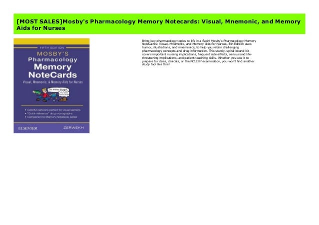 Most Sales Mosby S Pharmacology Memory Notecards Visual Mnemonic