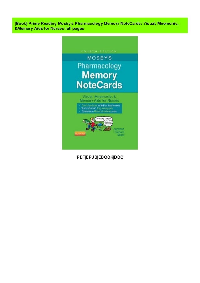 Prime Reading Mosby S Pharmacology Memory Notecards Visual Mnemonic