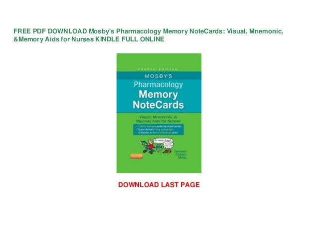 Mosby S Pharmacology Memory Notecards Visual Mnemonic Memory Aid