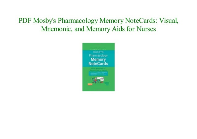 Mosby S Pharmacology Memory Notecards Visual Mnemonic And Memory A