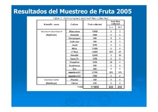 Resultados del Muestreo de Fruta 2005Resultados del Muestreo de Fruta 2005
 