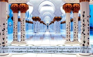 Aceastã curte este pavatã cu desene florale în marmurã şi ocupã o suprafa ţã de 17 000 mp.
          Construcţia sa a avut nevoie de 110 000 mp de marmură albă Sivec.
 