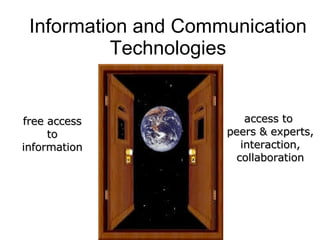 Information and Communication Technologies free access to information access to  peers & experts, interaction, collaboration 