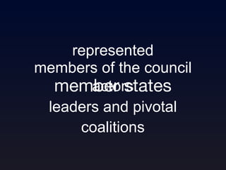 member states represented members of the council actors leaders and pivotal coalitions 